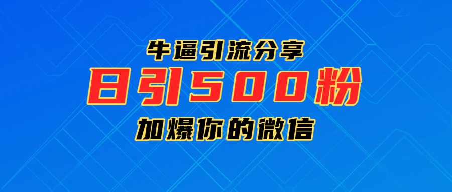 超牛逼引流分享，日引300-500粉，加爆你的微信风钥吧-网创项目资源站-副业项目-创业项目-搞钱项目风钥吧