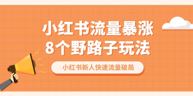 小红书流量-暴涨8个野路子玩法：小红书新人快速流量破局（8节课）风钥吧-网创项目资源站-副业项目-创业项目-搞钱项目风钥吧