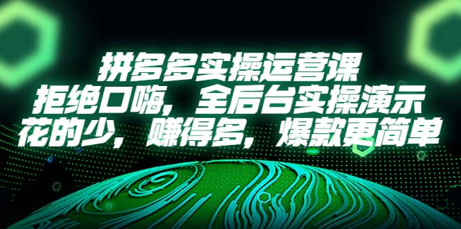 拼多多实操运营课：拒绝口嗨，全后台实操演示，花的少，赚得多，爆款更简单风钥吧-网创项目资源站-副业项目-创业项目-搞钱项目风钥吧