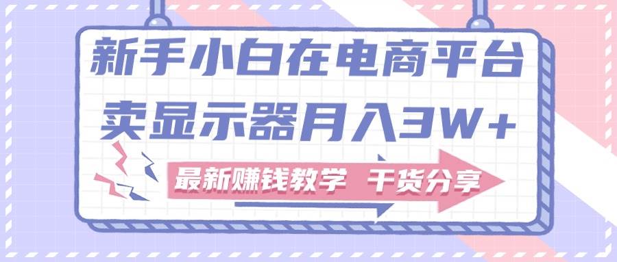 新手小白如何做到在电商平台卖显示器月入3W+，最新赚钱教学干货分享风钥吧-网创项目资源站-副业项目-创业项目-搞钱项目风钥吧