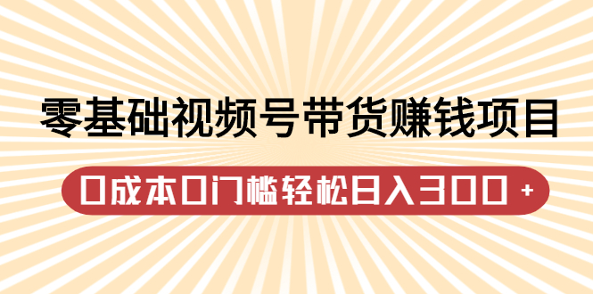 零基础视频号带货赚钱项目，0成本0门槛轻松日入300+【视频教程】风钥吧-网创项目资源站-副业项目-创业项目-搞钱项目风钥吧
