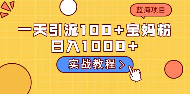 一天引流100+宝妈粉，日入1000+的蓝海项目（实战教程）风钥吧-网创项目资源站-副业项目-创业项目-搞钱项目风钥吧