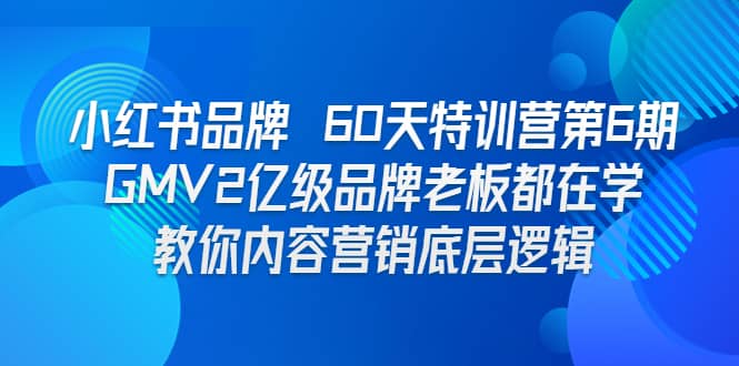 小红书品牌 60天特训营第6期 GMV2亿级品牌老板都在学 教你内容营销底层逻辑风钥吧-网创项目资源站-副业项目-创业项目-搞钱项目风钥吧