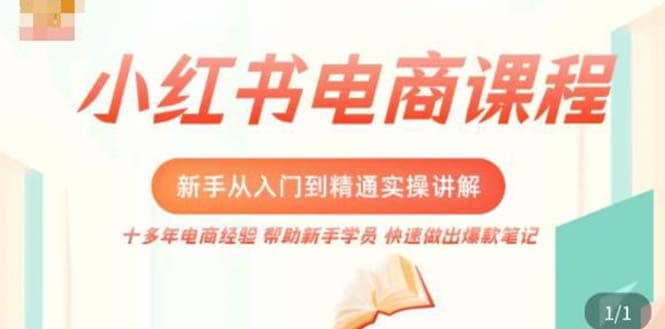 小红书电商新手入门到精通实操课，从入门到精通做爆款笔记，开店运营风钥吧-网创项目资源站-副业项目-创业项目-搞钱项目风钥吧