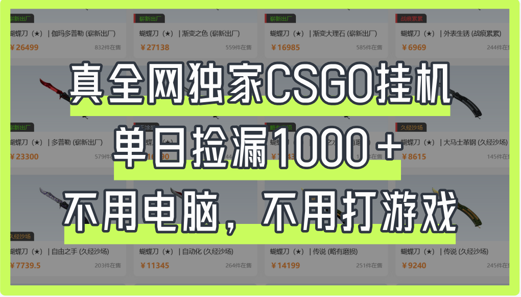真全网独家CSGO挂机，单日捡漏1000+风钥吧-网创项目资源站-副业项目-创业项目-搞钱项目风钥吧