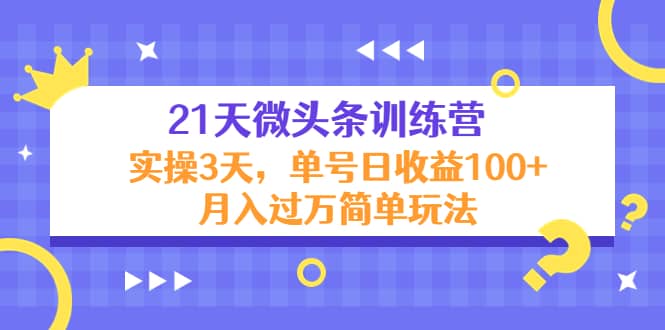 21天微头条训练营，实操3天简单玩法风钥吧-网创项目资源站-副业项目-创业项目-搞钱项目风钥吧