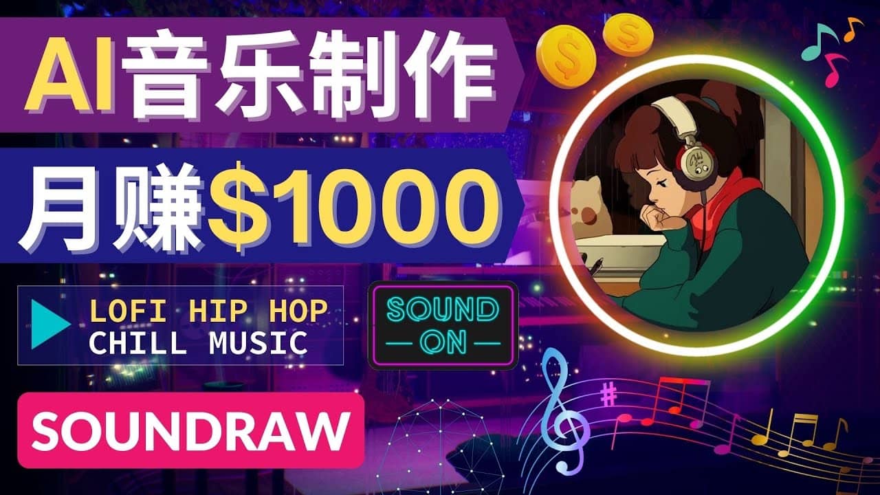 无需任何音乐基础： 使用AI软件制作Lofi Hip Hop Chill Music 月赚1000美元风钥吧-网创项目资源站-副业项目-创业项目-搞钱项目风钥吧