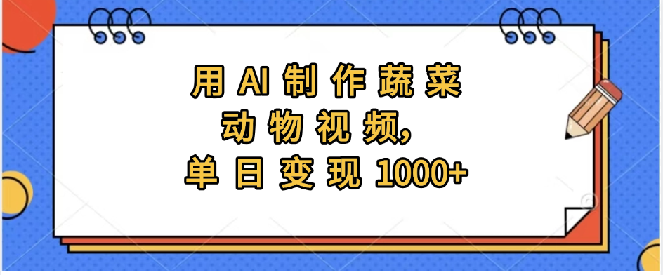 用AI制作蔬菜动物视频，实现日入1000+风钥吧-网创项目资源站-副业项目-创业项目-搞钱项目风钥吧