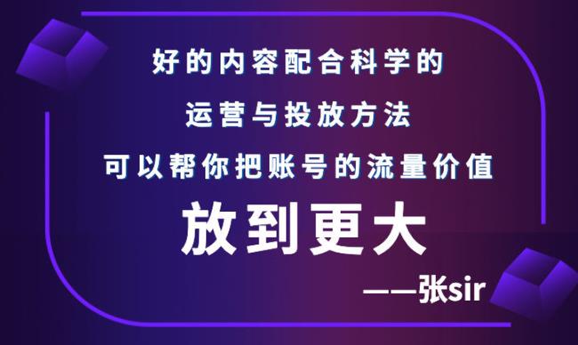 张sir账号流量增长课，告别海王流量，让你的流量更精准风钥吧-网创项目资源站-副业项目-创业项目-搞钱项目风钥吧