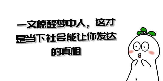 某公众号付费文章《一文 惊醒梦中人，这才是当下社会能让你发达的真相》风钥吧-网创项目资源站-副业项目-创业项目-搞钱项目风钥吧