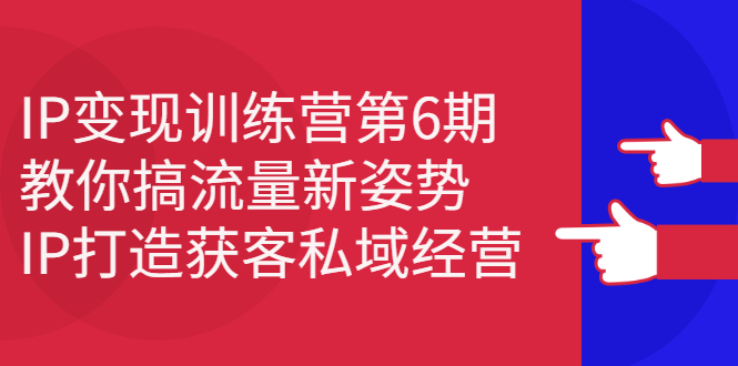IP变现训练营第6期：教你搞流量新姿势，IP打造获客私域经营风钥吧-网创项目资源站-副业项目-创业项目-搞钱项目风钥吧