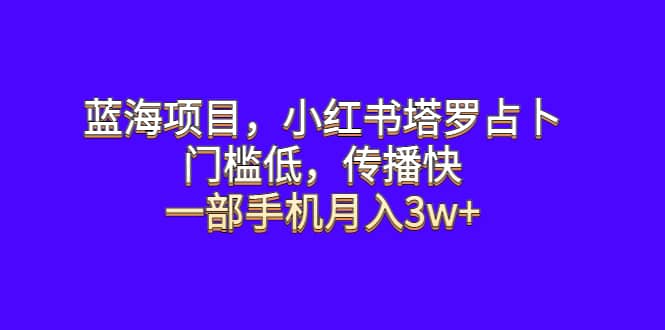 蓝海项目，小红书塔罗占卜，门槛低，传播快，一部手机月入3w+风钥吧-网创项目资源站-副业项目-创业项目-搞钱项目风钥吧