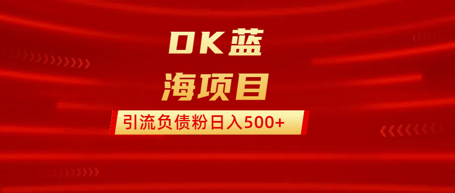 DK蓝海项目  通过，抖音，快手，小红书，引流负债粉日入500+风钥吧-网创项目资源站-副业项目-创业项目-搞钱项目风钥吧