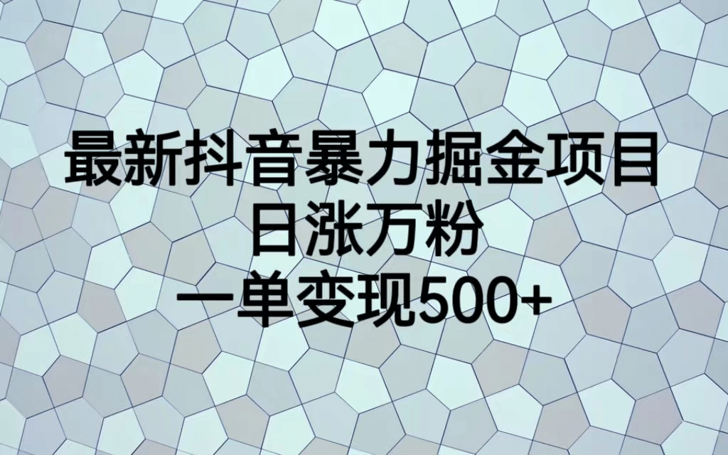 最火热的抖音暴力掘金项目，日涨万粉，多种变现方式，一单变现可达500+风钥吧-网创项目资源站-副业项目-创业项目-搞钱项目风钥吧
