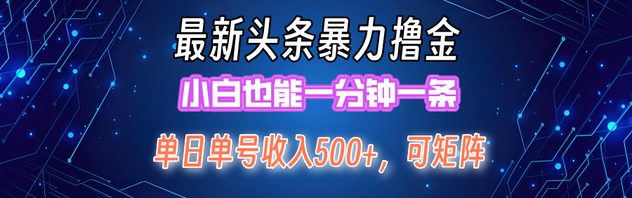 最新头条撸金，小白也能一分钟一条风钥吧-网创项目资源站-副业项目-创业项目-搞钱项目风钥吧