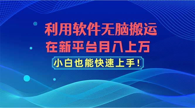 利用软件无脑搬运，在新平台月入上万，小白也能快速上手风钥吧-网创项目资源站-副业项目-创业项目-搞钱项目风钥吧