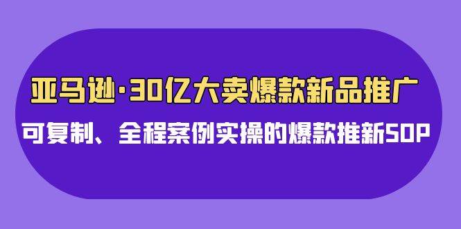 亚马逊30亿·大卖爆款新品推广，可复制、全程案例实操的爆款推新SOP风钥吧-网创项目资源站-副业项目-创业项目-搞钱项目风钥吧