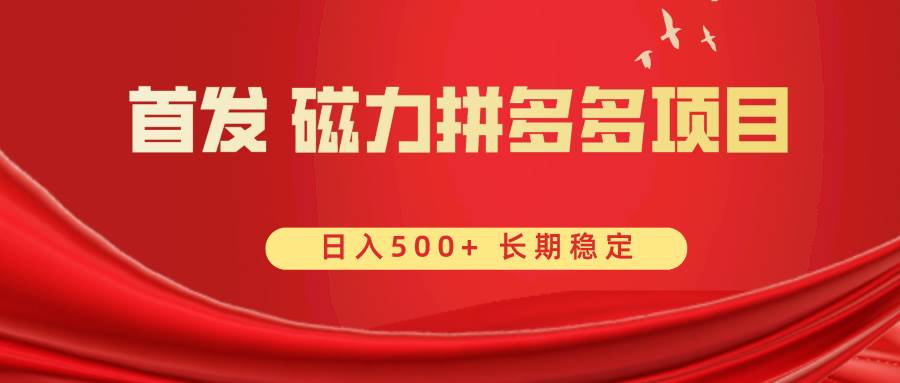 首发 磁力拼多多自撸  日入500+风钥吧-网创项目资源站-副业项目-创业项目-搞钱项目风钥吧
