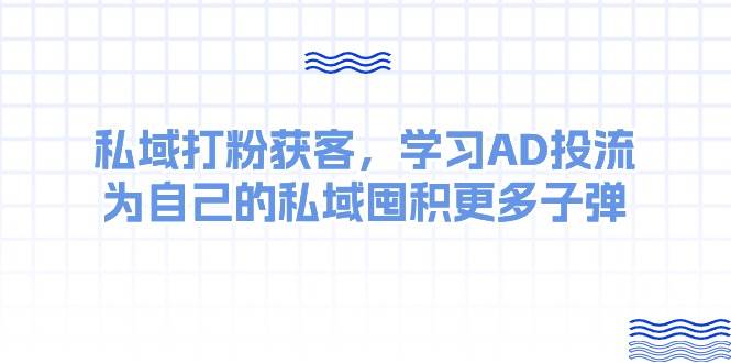 某收费课：私域打粉获客，学习AD投流，为自己的私域囤积更多子弹风钥吧-网创项目资源站-副业项目-创业项目-搞钱项目风钥吧