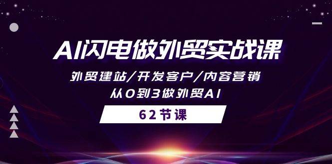 AI闪电做外贸实战课，外贸建站/开发客户/内容营销/从0到3做外贸AI-62节风钥吧-网创项目资源站-副业项目-创业项目-搞钱项目风钥吧
