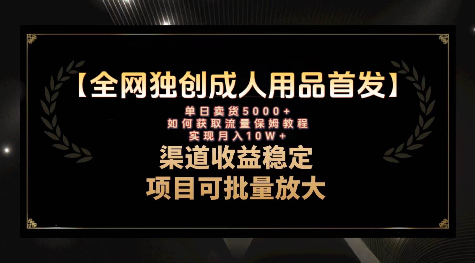 最新全网独创首发，成人用品赛道引流获客，月入10w保姆级教程风钥吧-网创项目资源站-副业项目-创业项目-搞钱项目风钥吧