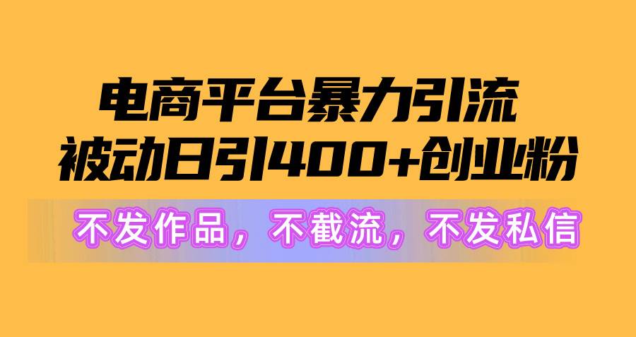 电商平台暴力引流,被动日引400+创业粉不发作品，不截流，不发私信风钥吧-网创项目资源站-副业项目-创业项目-搞钱项目风钥吧