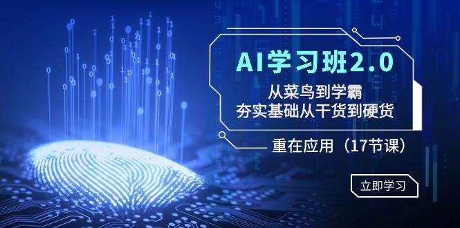 AI学习班2.0：从菜鸟到学霸，夯实基础从干货到硬货，重在应用（17节课）风钥吧-网创项目资源站-副业项目-创业项目-搞钱项目风钥吧