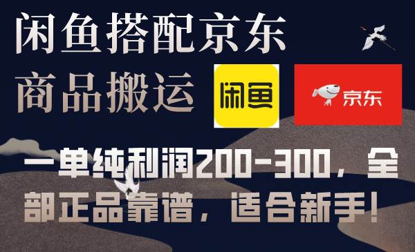 闲鱼搭配京东备份库搬运，一单纯利润200-300，全部正品靠谱，适合新手！风钥吧-网创项目资源站-副业项目-创业项目-搞钱项目风钥吧