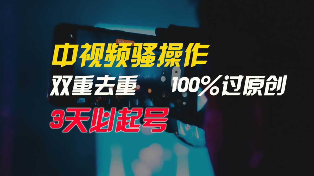 中视频骚操作，双重去重100%过原创，3天比必起号，简单无脑，月入3W+风钥吧-网创项目资源站-副业项目-创业项目-搞钱项目风钥吧