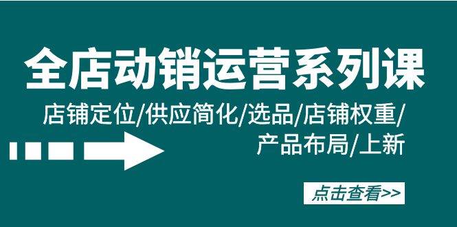 全店·动销运营系列课：店铺定位/供应简化/选品/店铺权重/产品布局/上新风钥吧-网创项目资源站-副业项目-创业项目-搞钱项目风钥吧