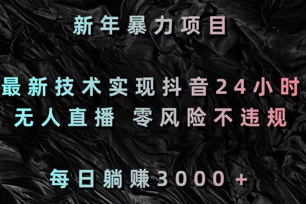 新年暴力项目，最新技术实现抖音24小时无人直播 零风险不违规 每日躺赚3000风钥吧-网创项目资源站-副业项目-创业项目-搞钱项目风钥吧