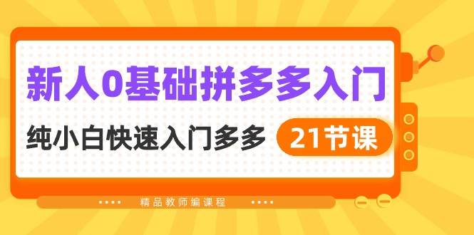 新人0基础拼多多入门，纯小白快速入门多多（21节课）风钥吧-网创项目资源站-副业项目-创业项目-搞钱项目风钥吧