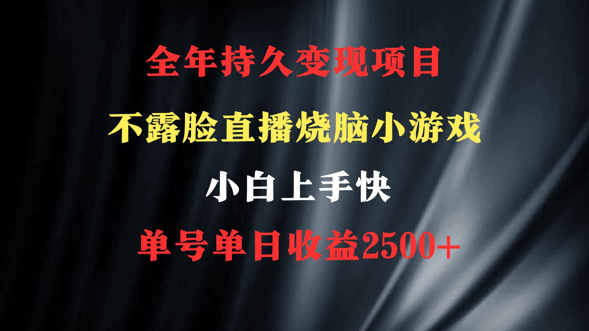 2024年 最优项目，烧脑小游戏不露脸直播  小白上手快 无门槛 一天收益2500+风钥吧-网创项目资源站-副业项目-创业项目-搞钱项目风钥吧