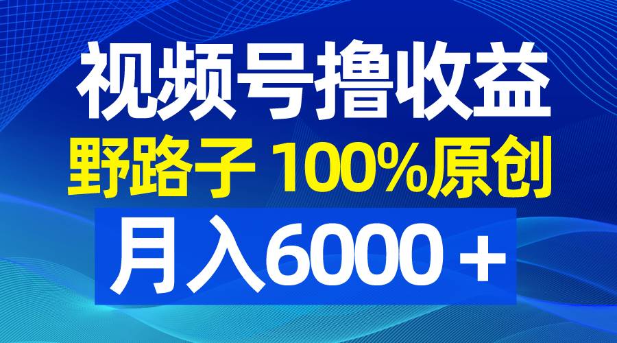 视频号野路子撸收益，100%原创，条条爆款，月入6000＋风钥吧-网创项目资源站-副业项目-创业项目-搞钱项目风钥吧