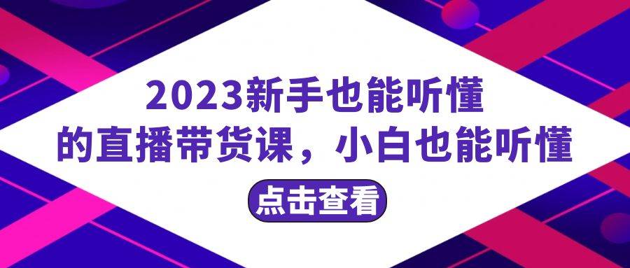 2023新手也能听懂的直播带货课，小白也能听懂，20节完整风钥吧-网创项目资源站-副业项目-创业项目-搞钱项目风钥吧
