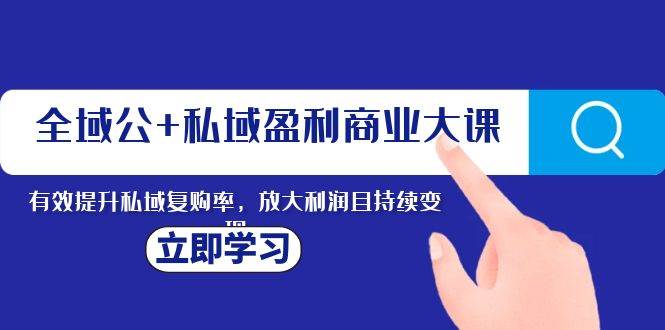 全域公+私域盈利商业大课，有效提升私域复购率，放大利润且持续变现风钥吧-网创项目资源站-副业项目-创业项目-搞钱项目风钥吧