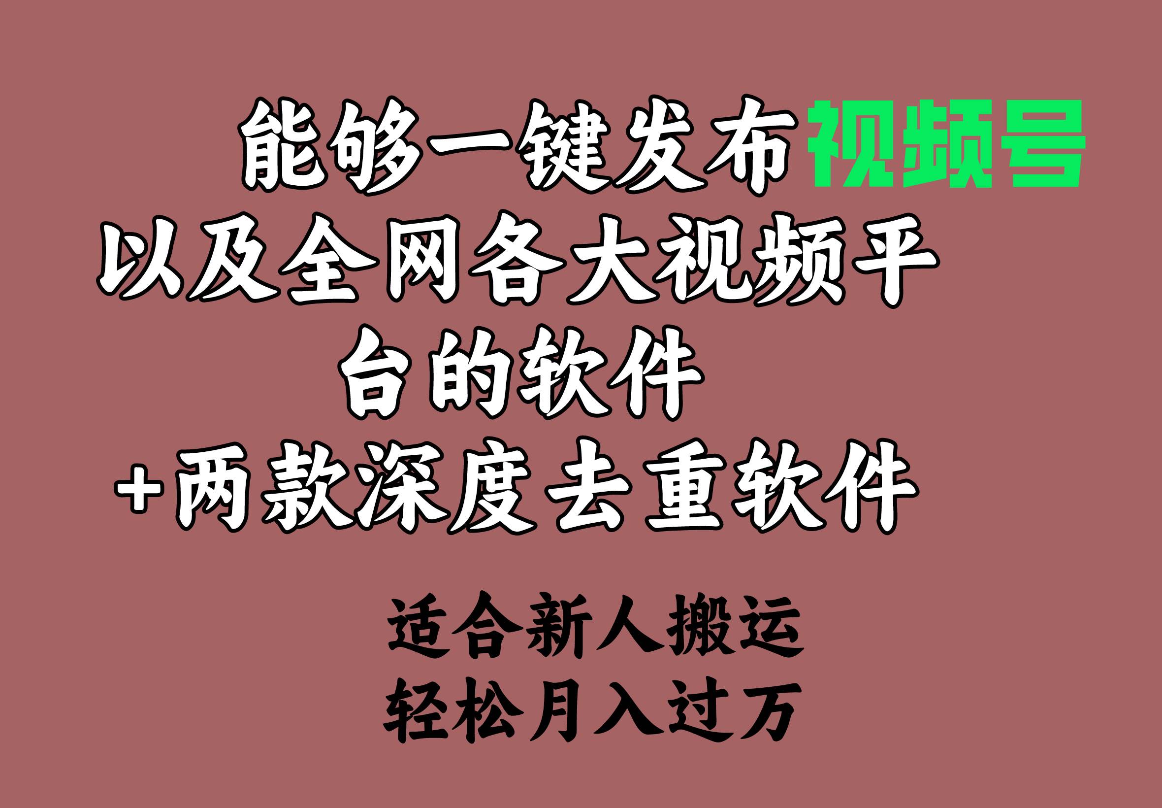 能够一键发布视频号以及全网各大视频平台的软件+两款深度去重软件 适合…风钥吧-网创项目资源站-副业项目-创业项目-搞钱项目风钥吧