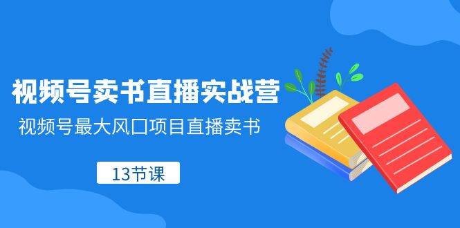 视频号-卖书直播实战营，视频号最大风囗项目直播卖书（13节课）风钥吧-网创项目资源站-副业项目-创业项目-搞钱项目风钥吧