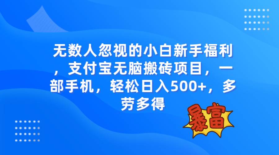 无数人忽视的项目，支付宝无脑搬砖项目，一部手机即可操作，轻松日入500+风钥吧-网创项目资源站-副业项目-创业项目-搞钱项目风钥吧