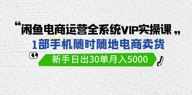 闲鱼电商运营全系统VIP实战课，1部手机随时随地卖货，新手日出30单月入5000风钥吧-网创项目资源站-副业项目-创业项目-搞钱项目风钥吧