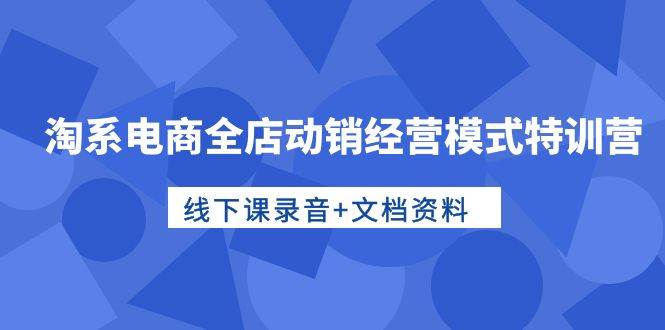 淘系电商全店动销经营模式特训营，线下课录音+文档资料风钥吧-网创项目资源站-副业项目-创业项目-搞钱项目风钥吧
