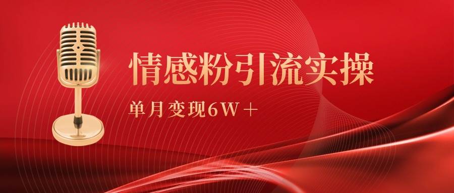 单月变现6w+，情感粉引流变现实操课风钥吧-网创项目资源站-副业项目-创业项目-搞钱项目风钥吧