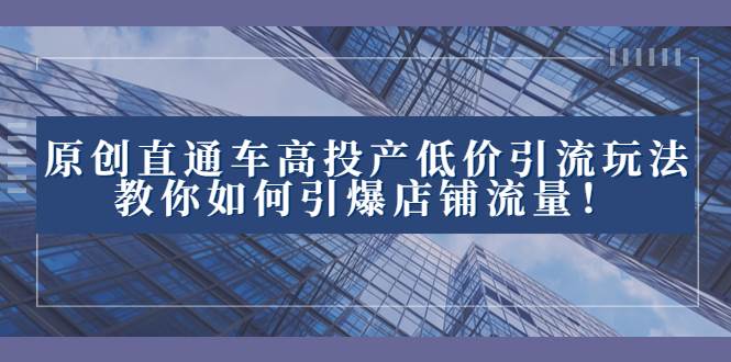2023直通车高投产低价引流玩法，教你如何引爆店铺流量！风钥吧-网创项目资源站-副业项目-创业项目-搞钱项目风钥吧