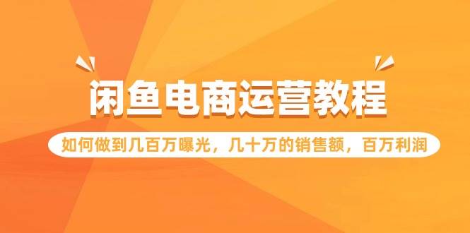 闲鱼电商运营教程：如何做到几百万曝光，几十万的销售额，百万利润风钥吧-网创项目资源站-副业项目-创业项目-搞钱项目风钥吧
