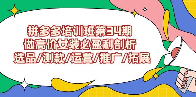 拼多多培训班第34期：做高价女装必盈利剖析  选品/测款/运营/推广/拓展风钥吧-网创项目资源站-副业项目-创业项目-搞钱项目风钥吧