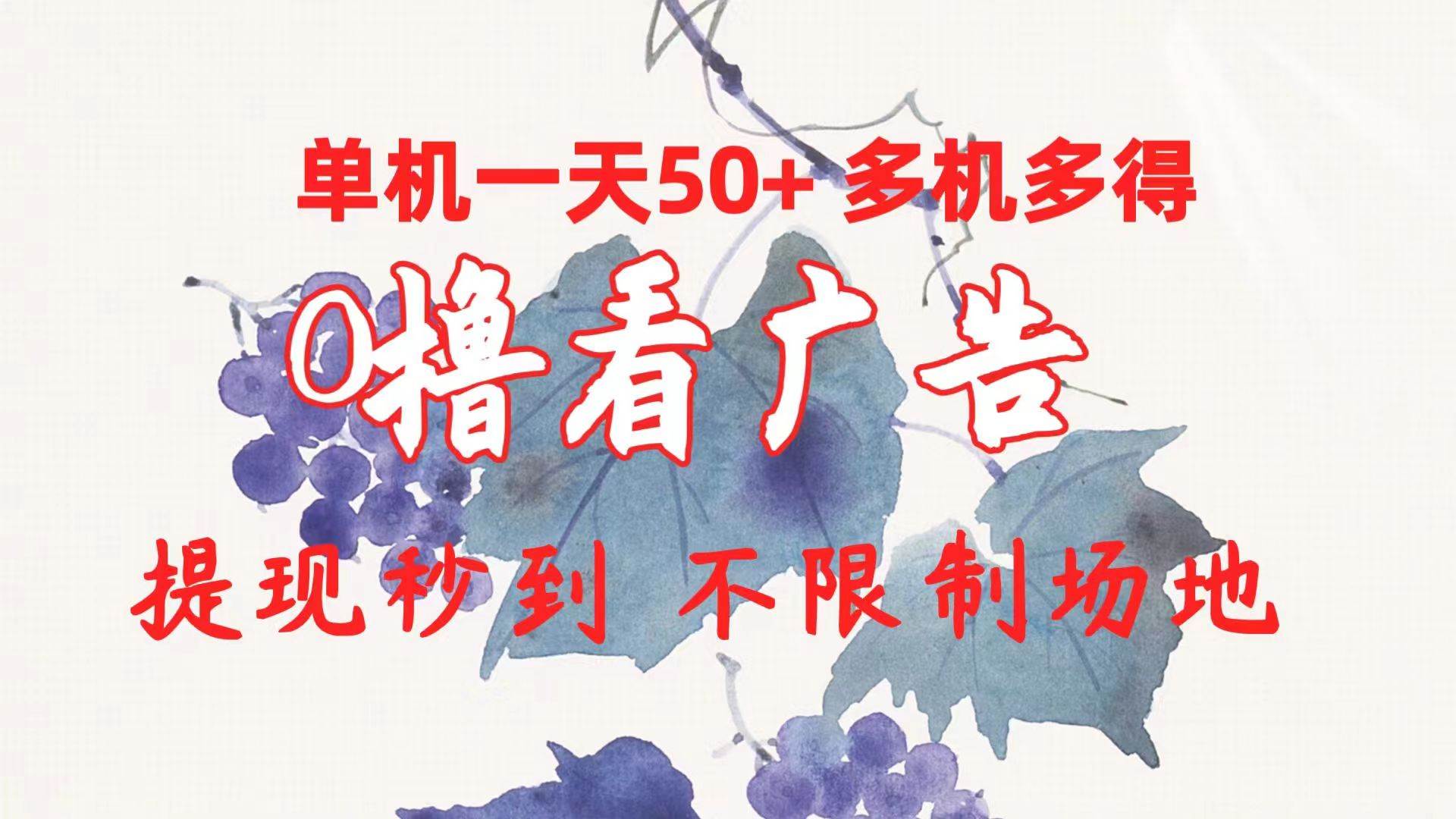 0撸看广告 单机一天50+多机多得 提现秒到 不限制场地操作风钥吧-网创项目资源站-副业项目-创业项目-搞钱项目风钥吧