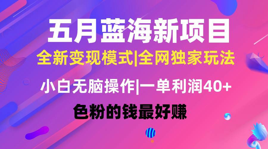 五月蓝海项目全新玩法，小白无脑操作，一天几分钟，矩阵操作，月入4万+风钥吧-网创项目资源站-副业项目-创业项目-搞钱项目风钥吧