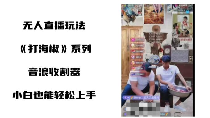 打海椒无人直播整蛊项目，小白轻松上手撸音浪收割器（教程+工具+素材）风钥吧-网创项目资源站-副业项目-创业项目-搞钱项目风钥吧