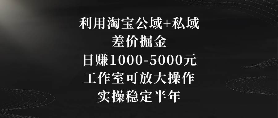 利用淘宝公域+私域差价掘金，日赚1000-5000元，工作室可放大操作，实操…风钥吧-网创项目资源站-副业项目-创业项目-搞钱项目风钥吧