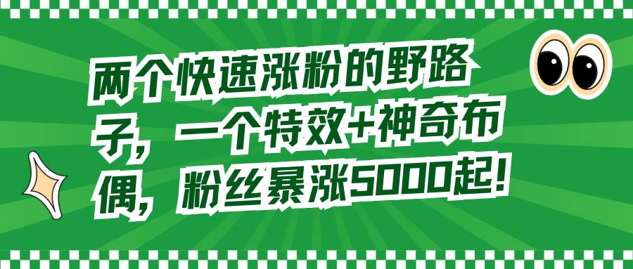 两个快速涨粉的野路子，一个特效+神奇布偶，粉丝暴涨5000起！风钥吧-网创项目资源站-副业项目-创业项目-搞钱项目风钥吧